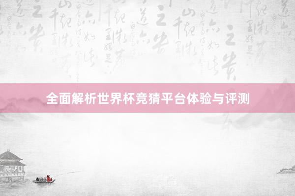 全面解析世界杯竞猜平台体验与评测