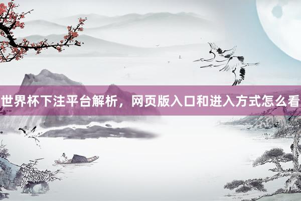 世界杯下注平台解析，网页版入口和进入方式怎么看