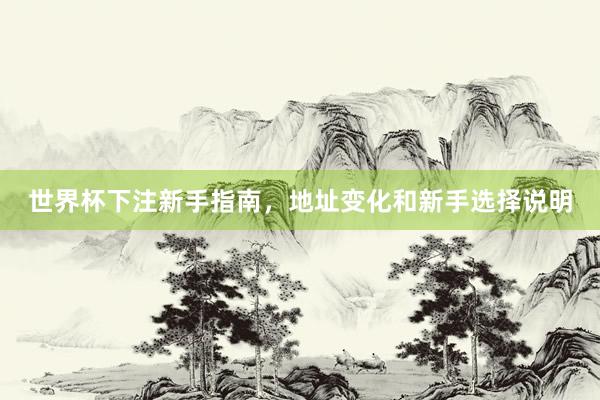 世界杯下注新手指南，地址变化和新手选择说明
